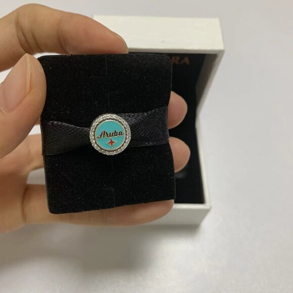 Pandora Destinations Aruba Island Blue Cactus Sterling Silver Barrel Charm - Picture 2 of 4